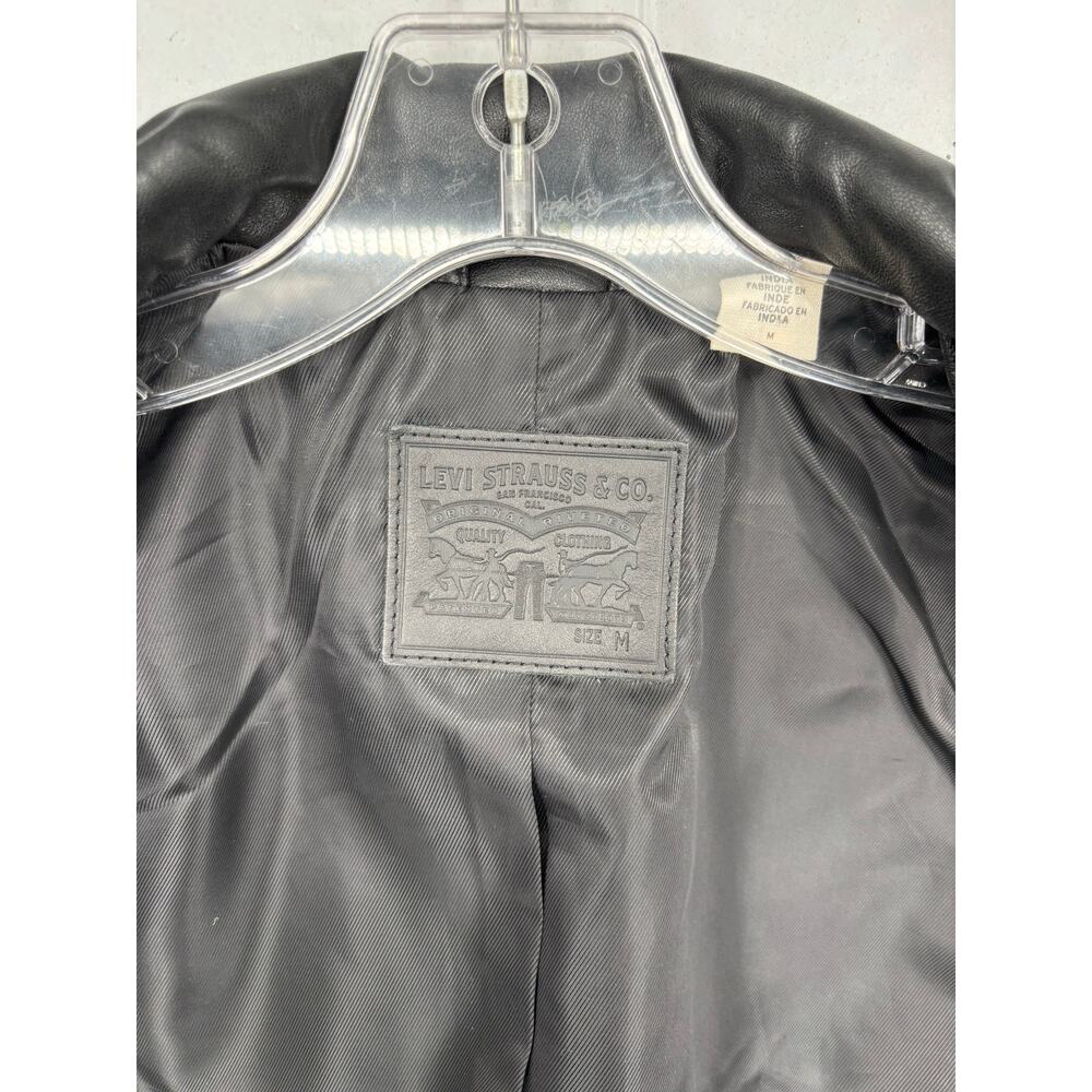Levis Leather Moto‎ Jacket Womens Medium Caviar Black Motorcycle Bikercore - Picture 12 of 16